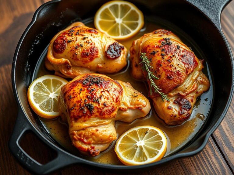 Poulet à l'ail rôti et citron — poêle en fonte (25 min)