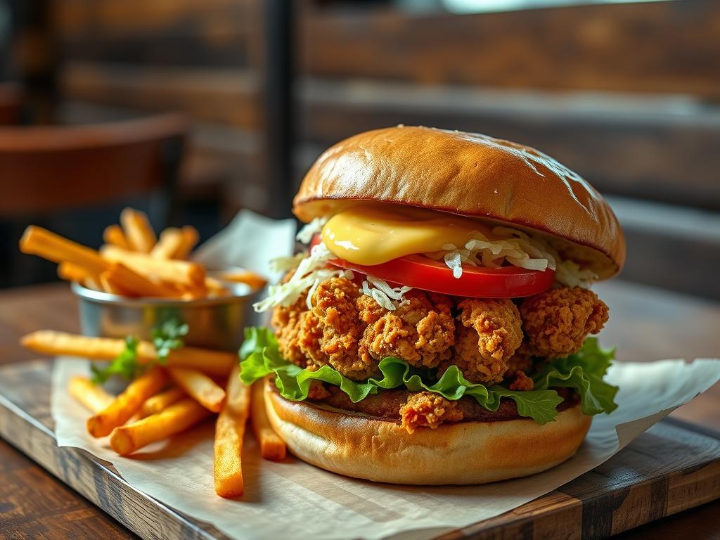 Smash burger de poulet mariné au babeurre — sauce maison
