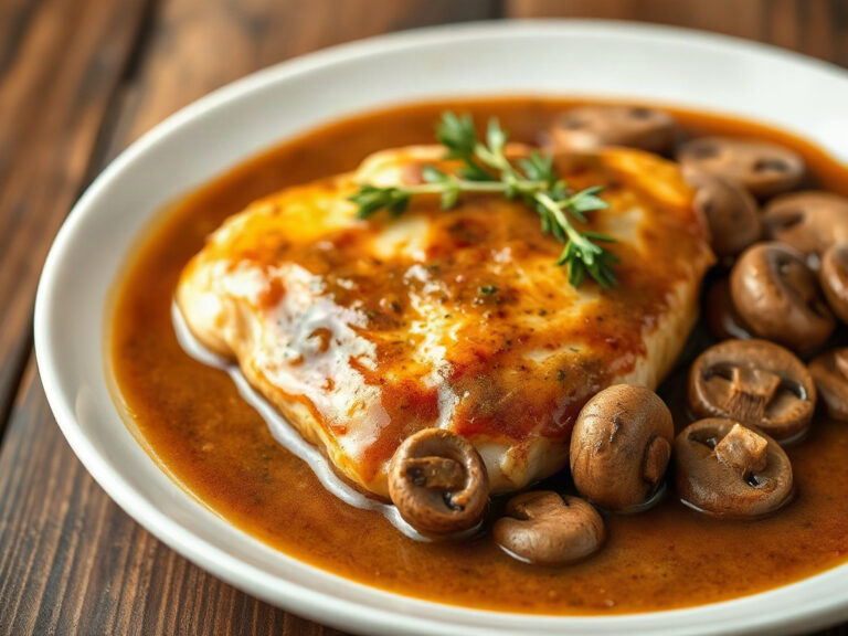 Poulet marsala aux champignons, sauce au vin