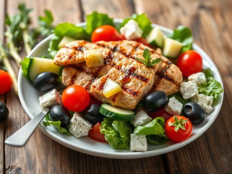 Salade de poulet healthy mediterraneenne